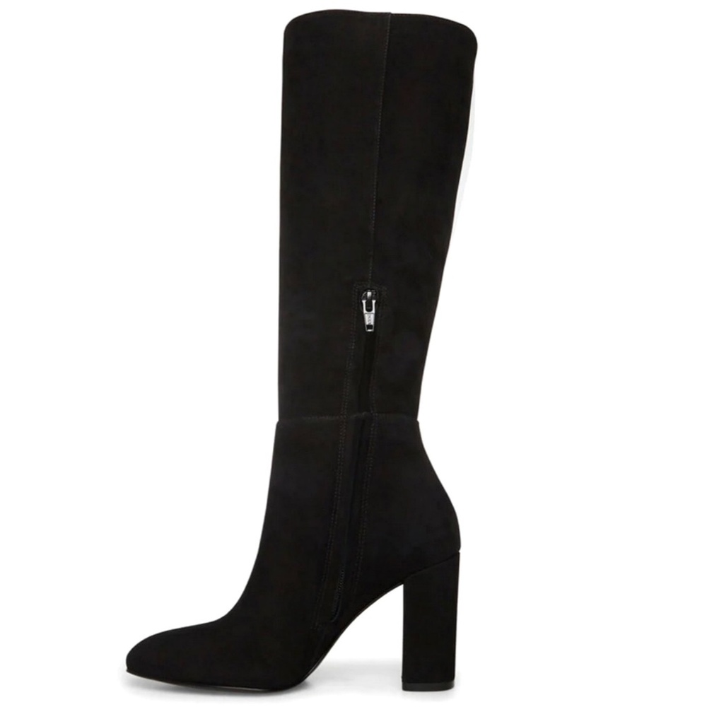 STEVE MADDEN Women's Ninny Black Nubuck Heeled Boots Pointed Toe Block heel Boot - Picture 3 of 11